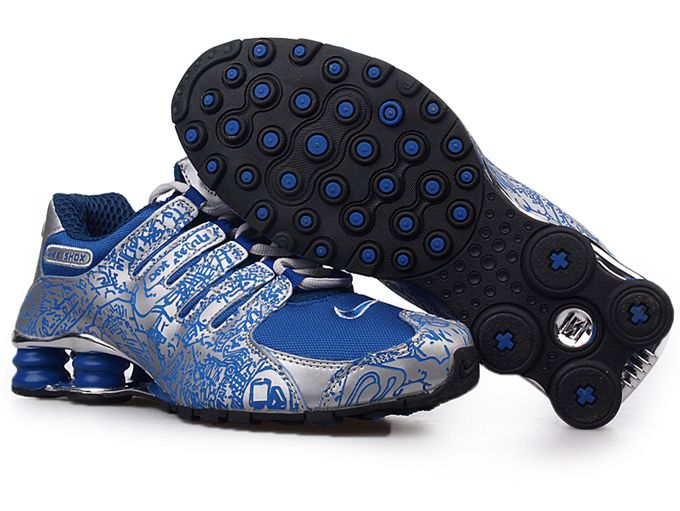 Mens Nike Shox Nz Mesh Up Shoes Blue Silver - Click Image to Close